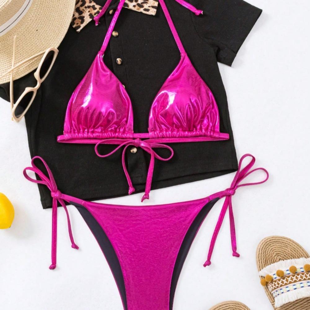 

Европейский и американский раздельный бикини многоцветный бронзирующий купальник модный купальник L фиолетовый