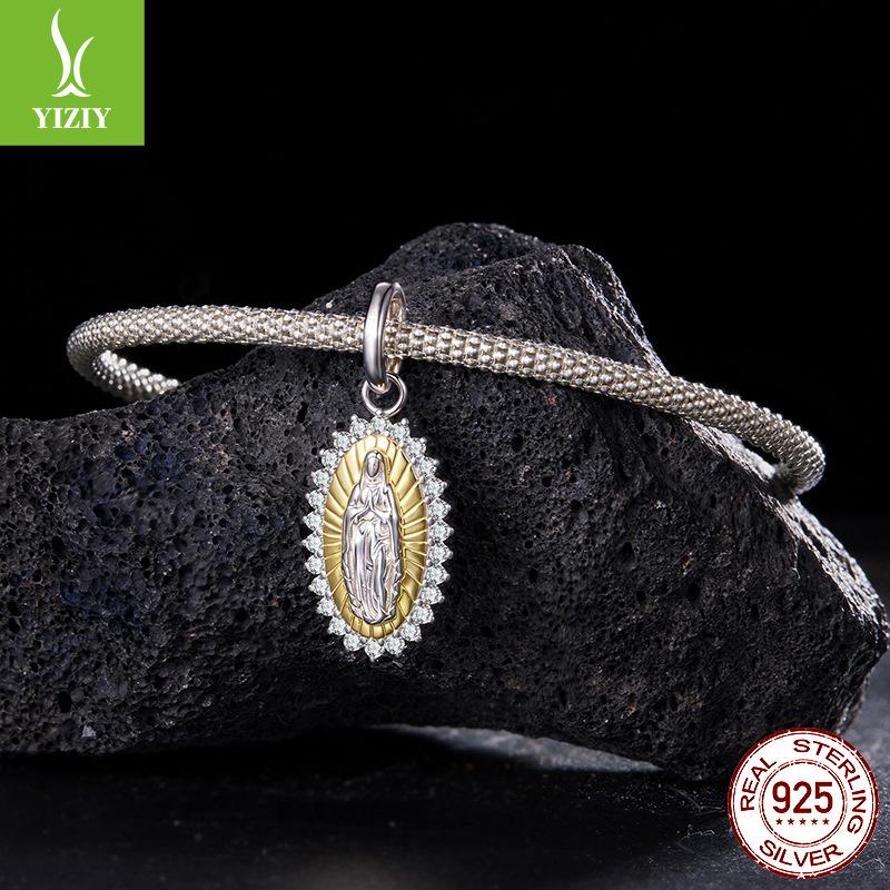 S925 Sterling Silver Virgin Mary Pendant Jewelry Accessories Cross-Border Fashion Mother Diy Beads