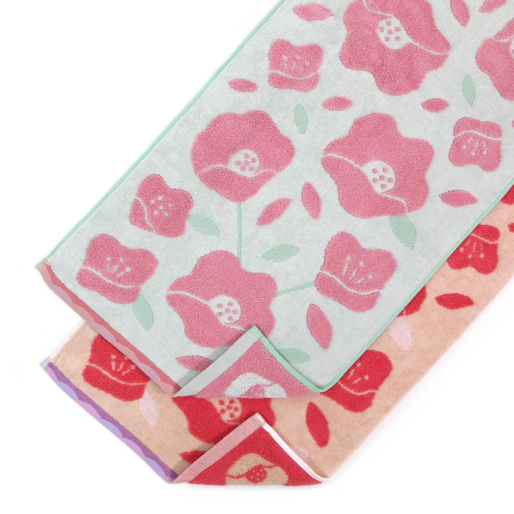 Imabari Towel Iori Face Towel NEW "tsubaki" Fluffy, Soft, and Highly Absorbent (Red)