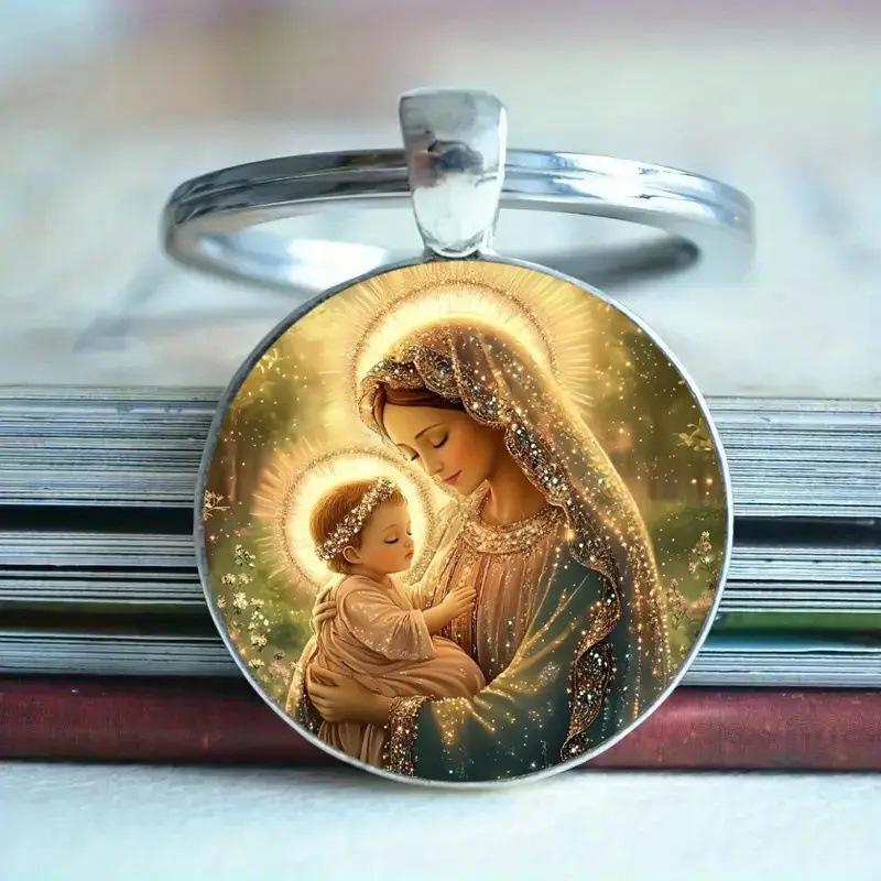 

Saint Alloy Round Keychain Anniversary Gift Ornament One Size