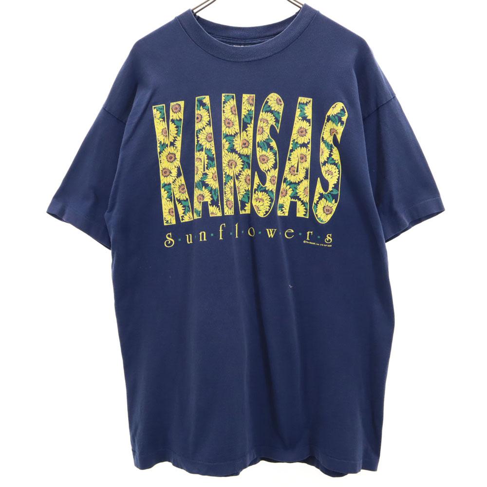 FRUIT OF THE LOOM 90s Made in USA Print Short sleeve KANSAS Sunflower T-shirt Men's Used