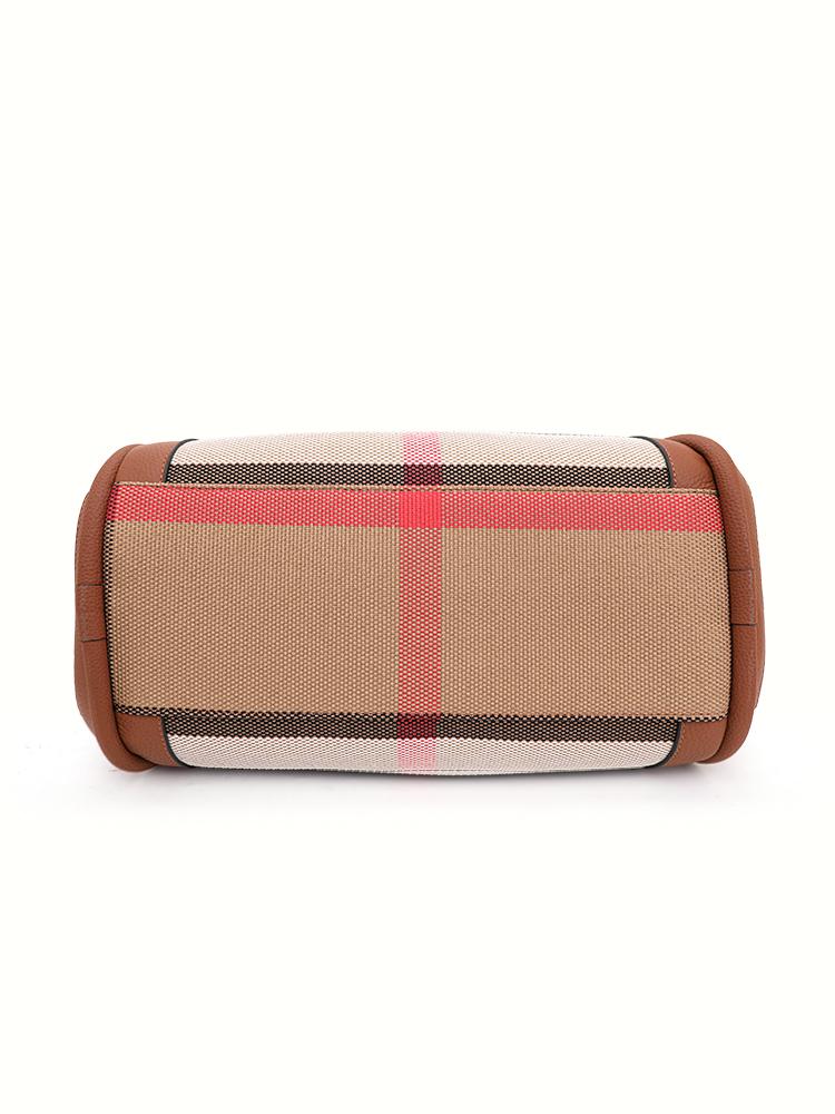 Aidrani  New Retro Checkered Women's Handbag, Large Capacity Luxury Bag, Canvas Genuine Leather Bag