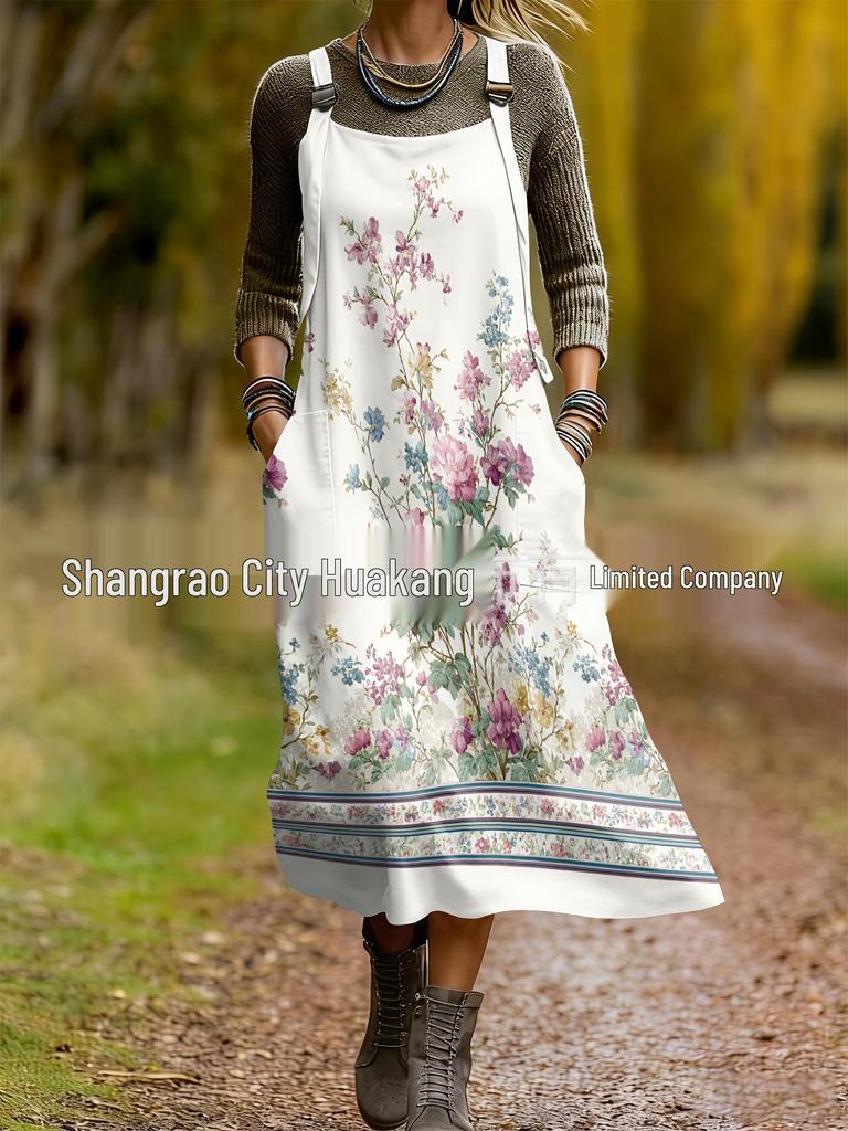 2026 Spring Women's Retro Ethnic 3D Print Dress