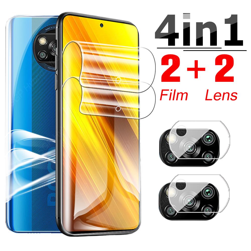 

2 + 2 упаковки прозрачной гибкой гидрогелевой пленки для Xiaomi Redmi Note 10S 11S 10A 10C 10 Poco X3 X4 X5 M3 M4 Pro 5G 11i 11 Lite 11T Защитная пленка для объектива камеры
