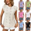 Summer Women's Round Neck Jacquard Short Sleeve Loose T-shirt Vest Top