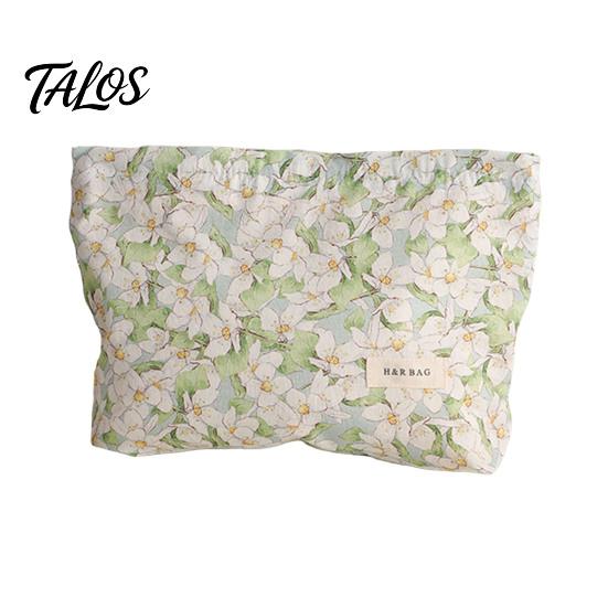 Daily Skincare Organizer Floral Cotton Makeup Bag, Large Capacity Travel Toiletry Bag with Multi Girlfriend Gift Compartments, Cute Cosmetic