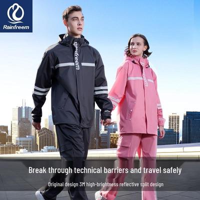 Qinfeiman Double Layer Motorcycle Raincoat and Pants Set for Outdoor Riding