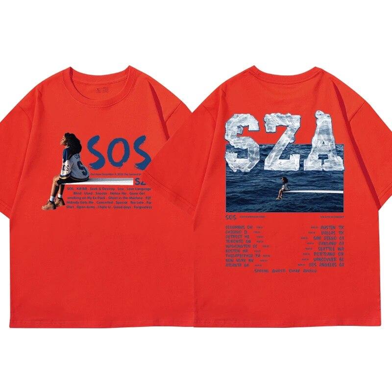 Nové hudební album 2023 SOS SZA Grafické tričko Unisex Dámská Móda Vintage trička Hip Hop Tričko Harajuku Streetwear Krátký rukáv