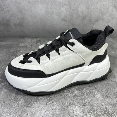 Klobige Sneaker Herren Weiche Sohle Laufschuhe Mode Lässig Mikrofaserleder Stoff Atmungsaktiv Höhe Erhöht Plateauschuhe