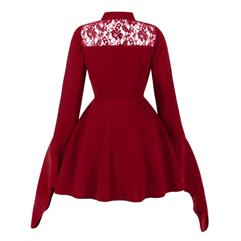 Women's Clothing, Heavy Embroidery, Lace Patchwork, Bow, Bat-sleeve Dress, Performance Costume