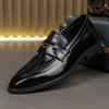 Retro Mode Neue Penny Loafers für Herren Spitz Schwarz Braun Slipper Leder Freizeitschuhe Hochzeitskleid Homecoming Schuhe