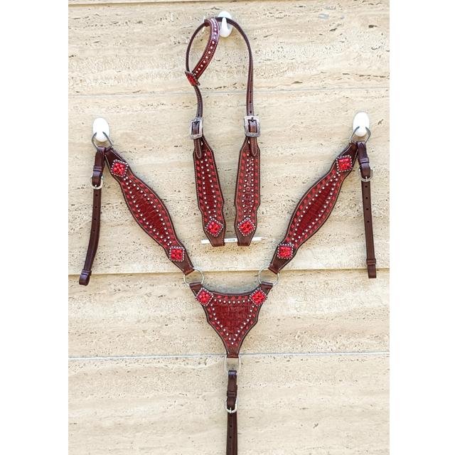 

WILDRACE Premium Horse Show Saddle Tack Western Leather Headstall Breast Collar