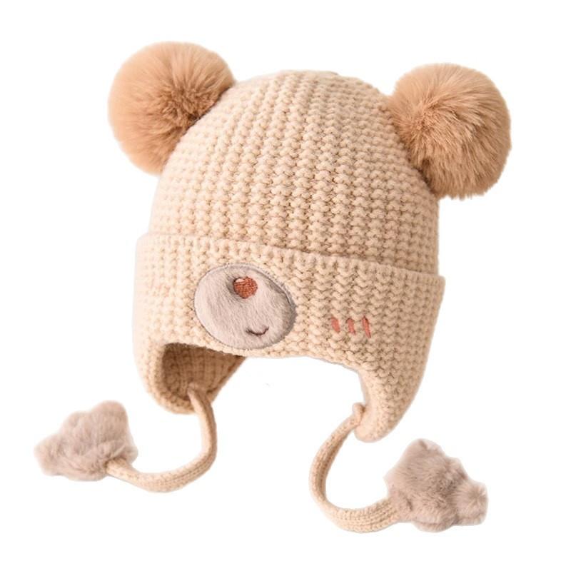 Baby hat autumn and winter pure cotton cute super cute infant wool hat boys and girls winter warm baby ear hat