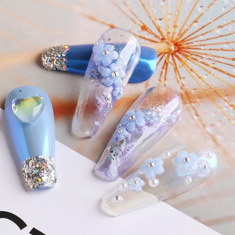 6 Fächer/Box Nagel Schmuck Fünfblättrige Blume Nagel Schmuck Farbverlauf Kleine Blume Dreidimensionale Nagelkunst Dekoration