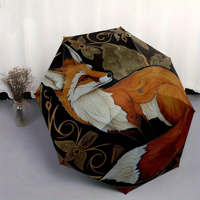Art Nouveau Fox Wall Decor: Elegant Circular Design for Your HomeUmbrella, Portable 3-Fold Compact Umbrella,Christmas Gift ES552