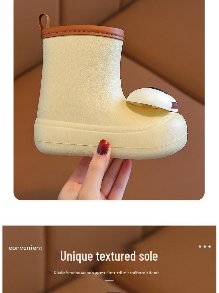 New Hot-Selling Cute Big Eyes Rain Boots for Children - Waterproof, One-Piece Design for All Seasons