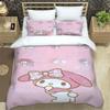 The My Melody Cartoon-patterned Three-piece Bedding Set, Including a Duvet Cover and Two Pillowcases, Is the Perfect Choice for