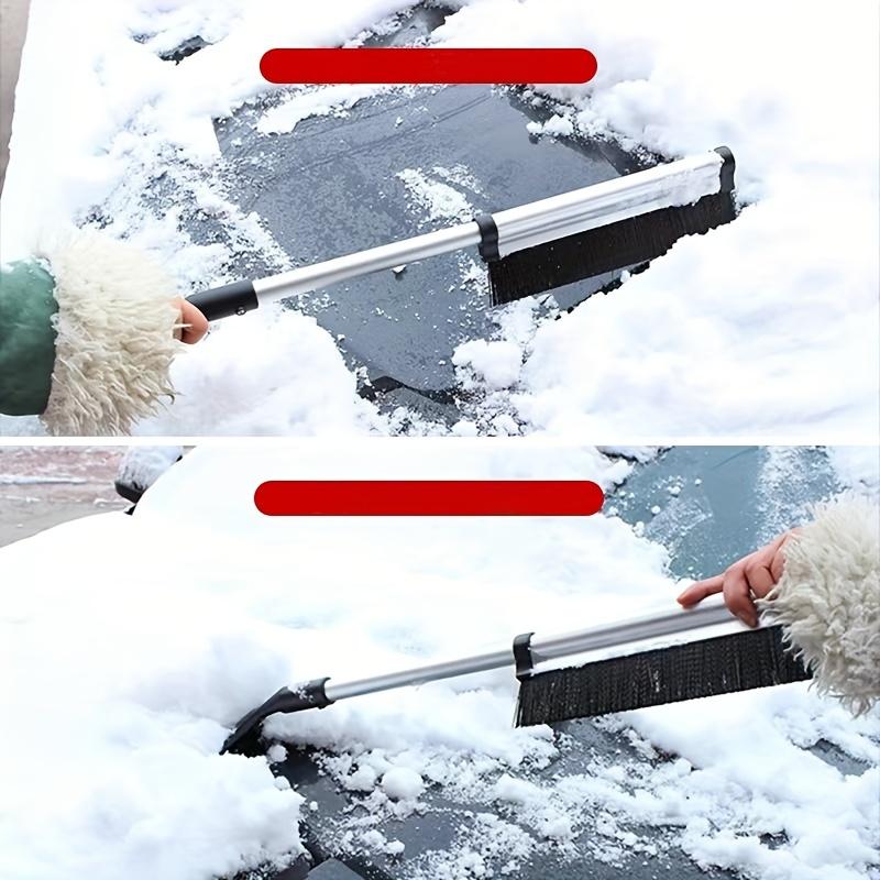 1PC Car snow shovel with retractable multifunctional snow sweeping brush, glass scraper, winter snow and ice removal tool