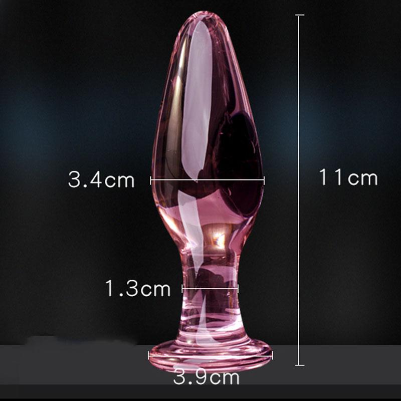 Pink Ribbed Glass Butt Plug Masturbation Sex Toy Explore Ass Play Women Man Gspot Stimulate Orgasmic Lesbian Backdoor Game