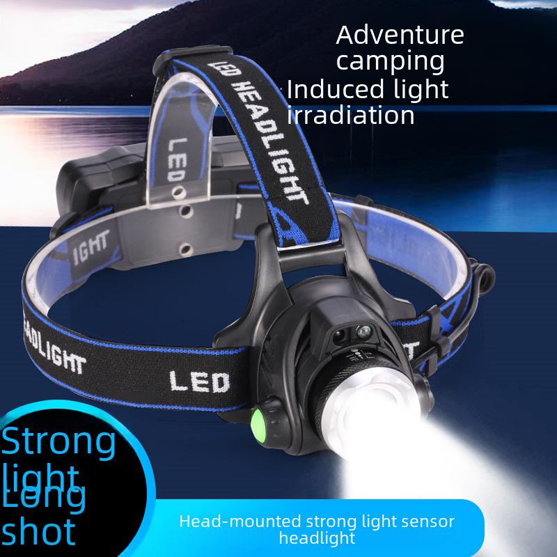 Rechargeable LED Head-Mounted Fishing Light - Super Bright, Waterproof, Induction Activated, with Telescopic Zoom