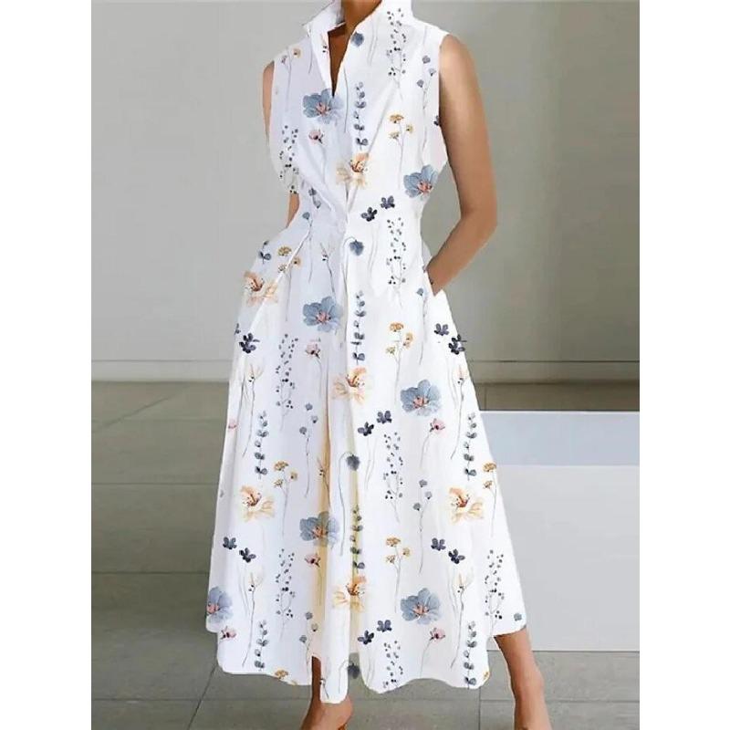 Plus Size Commuter Fashion POLO Neck Lining Long Short Sleeve Loose Pendulum Dress