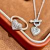 Kreative und exquisite gebürstete funkelnde Einlage Diamant herzförmige Ring-Halskette High-End-Hochzeitsmode feine Sets