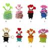 Pull Out Car Keys Cases Bag Funny Cartoon Keychains Pouch Hand Knitting Keys Wallets Organizers for Women and Men