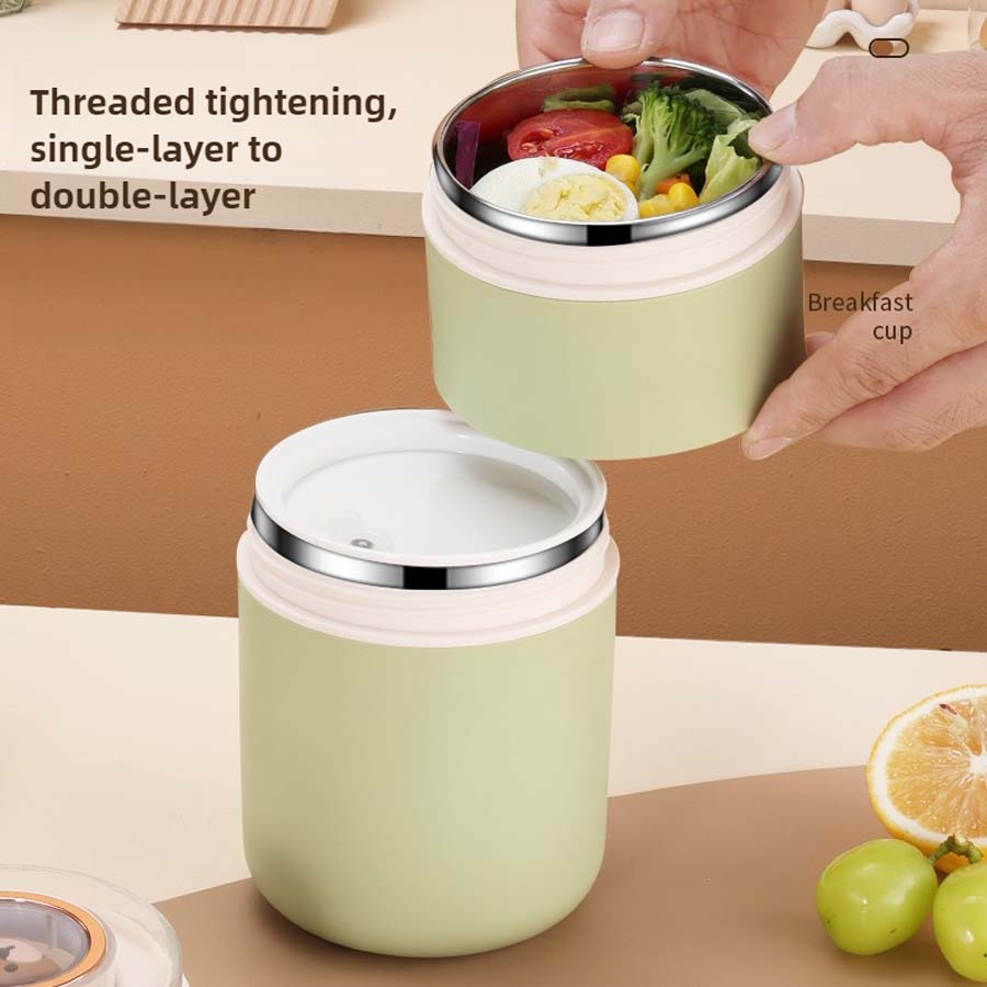 SUS304 Stainless Steel Lunch Box, Insulated Bento Box, Large Capacity Breakfast Cup, Lunch Box Can Be Used As a Water Cup