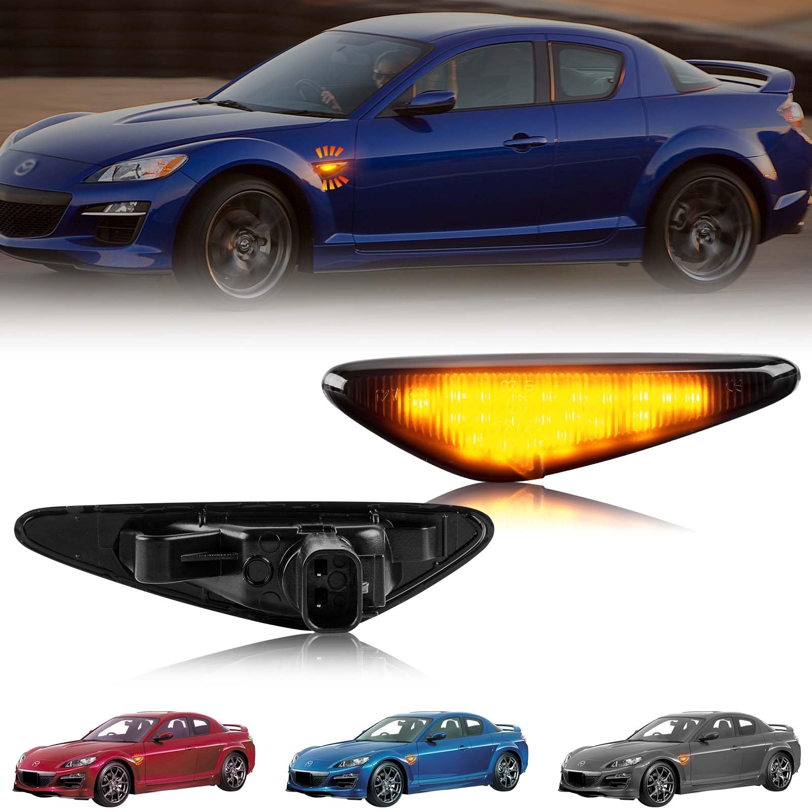 

NEIFILES LED Side Turn Signals for ND Roadster SE3P Atenza Sport Atenza Atenza Sport model GH Premacy and Nissan Lafesta Highway Star Fully smoked