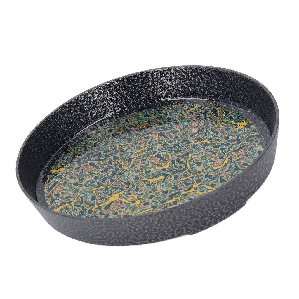 Kleines Teebrett Komplexes Muster Rund Legierung Dekorative Tee Serviertablett für Zuhause Terrasse Veranda Deck