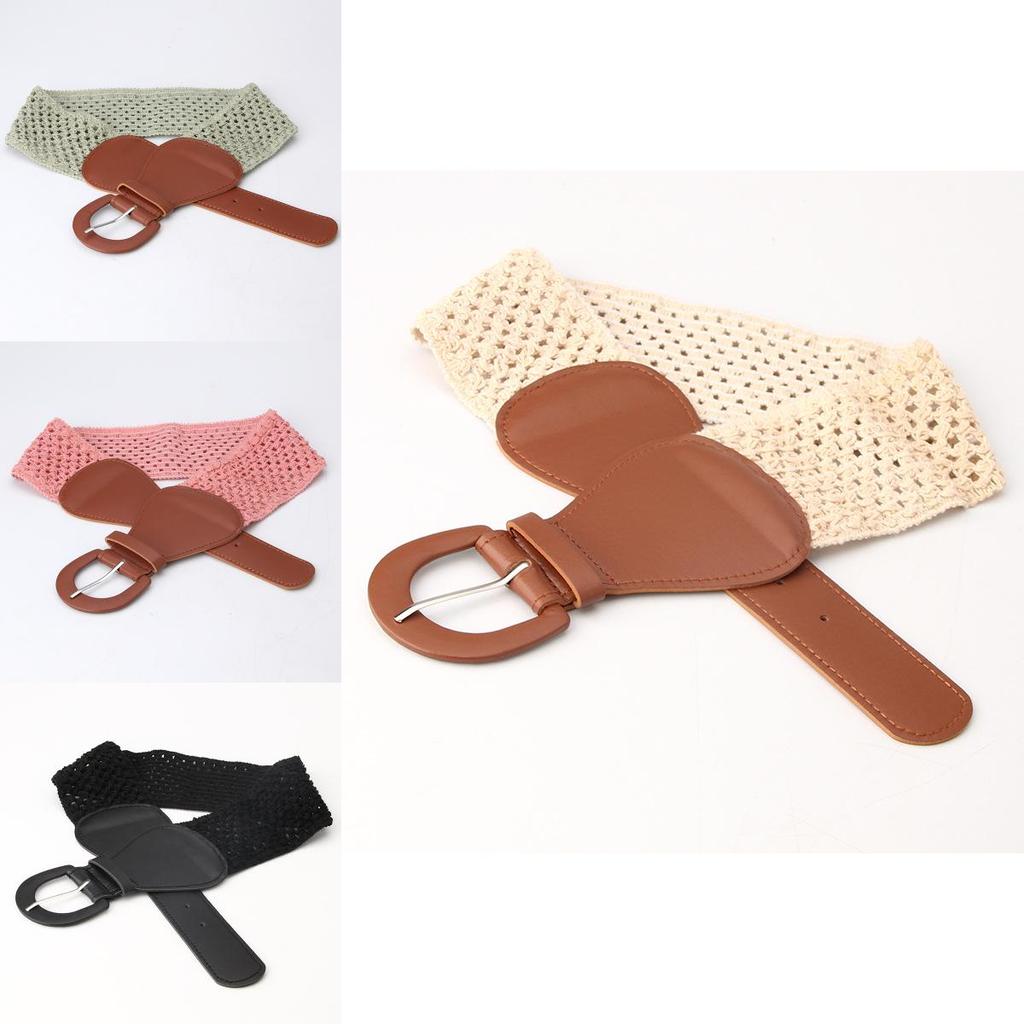 Retro Ethnic Womens Waist Band With Pin Buckle In Pu And Metal For Fashion Dress