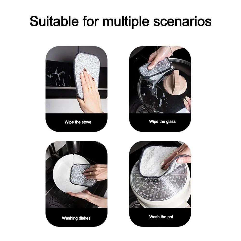 5Pcs Non-Stick Oil Wiping Rags Reusable Kitchen Cleaning Cloths Metal Scrubbing Pads  Home Use