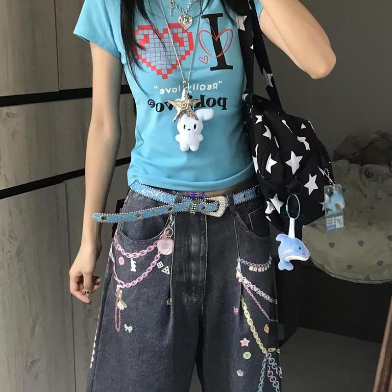 Women's Y2K Niche Design Diamond-Inlaid Leather Waist Belt