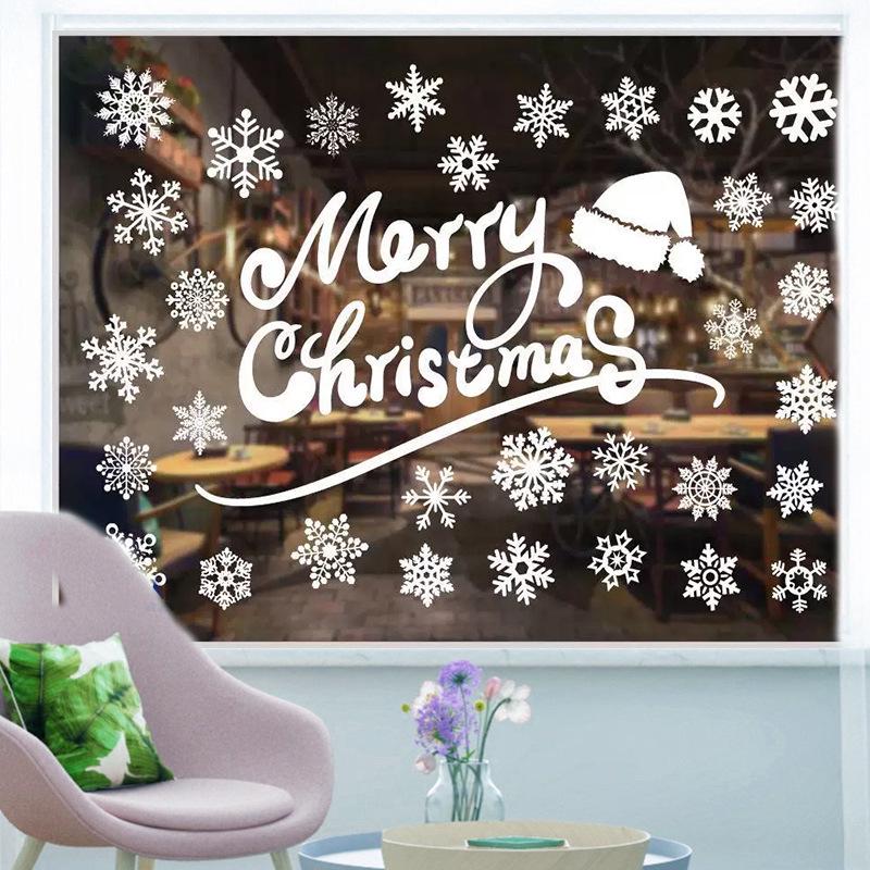 3D Snowflake Elk Sleigh Christmas Window Decal