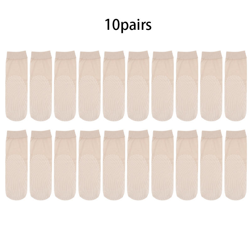 

10 пар прозрачных летних носков ультратонкие женские нейлоновые женские короткие носки до щиколотки эластичные хлопковые носки-основа