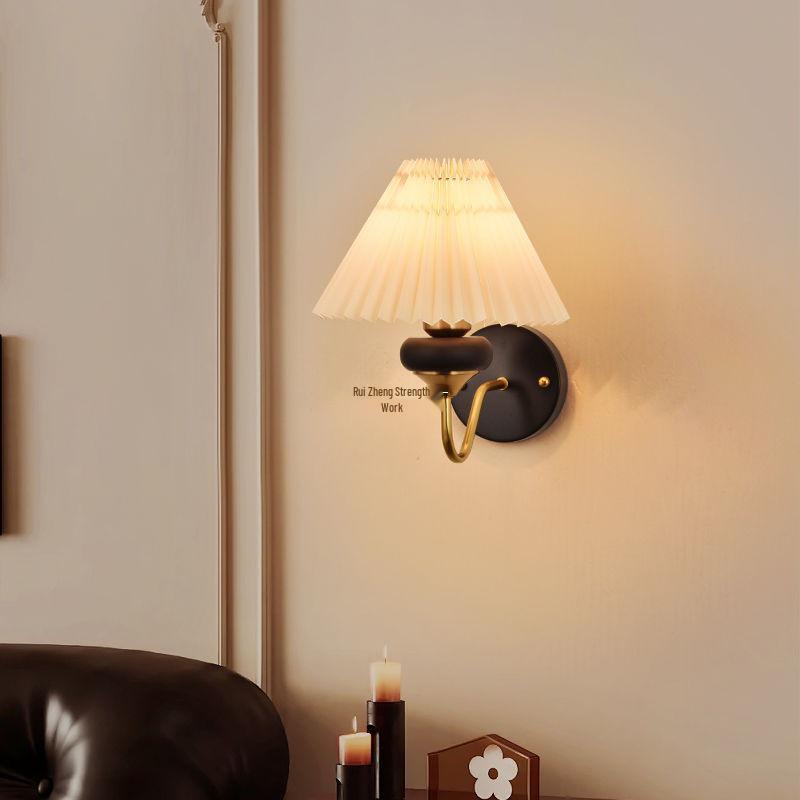 Nordic Retro Chinese-Style Wall Lamp: Solid Wood & Cream Bedside Light for Bedroom, Living Room & Aisle Decorations