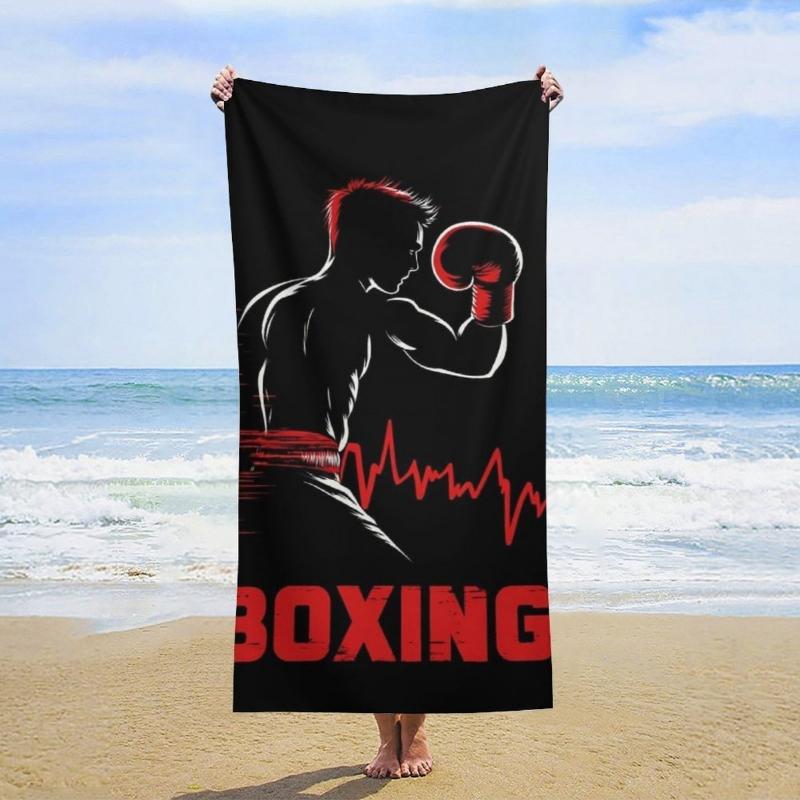 

Large Boxing-Themed Beach Towel Suitable for Swimming,Gym Travel Quick-Dry Microfiber with Boxer,Lightweight Bath Towel for Pool W40*H60(CM)