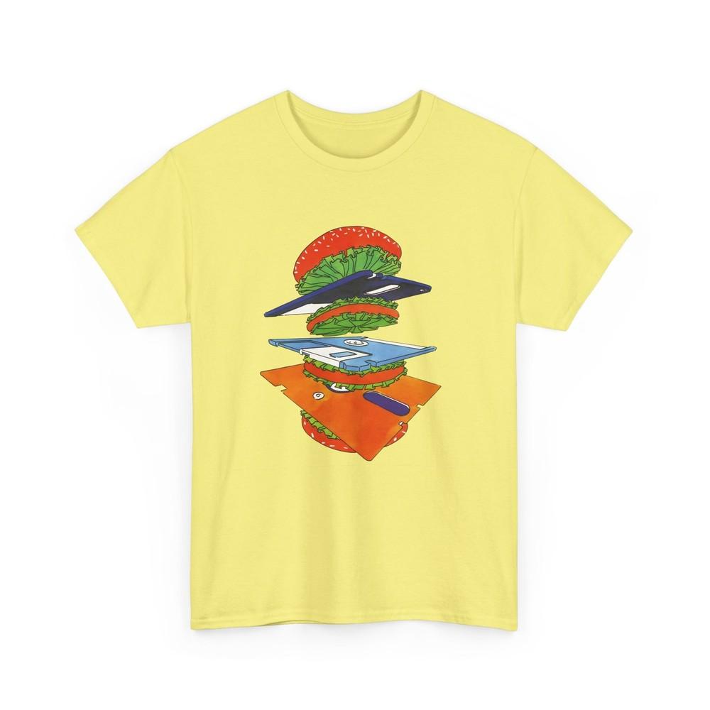 

1989 uncredited art from micro mag floppy disc burger tshirt XL