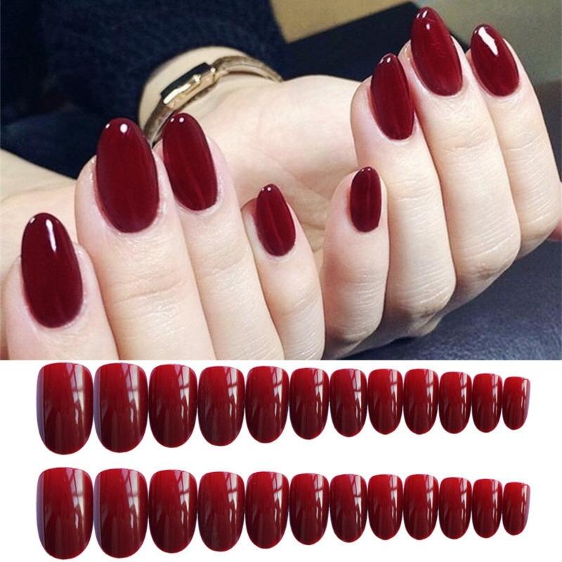 24Pcs Short Matte Ash Purple Press On Nails Full Cover Fake Nails Removable Acrylic Nail Art Decoration