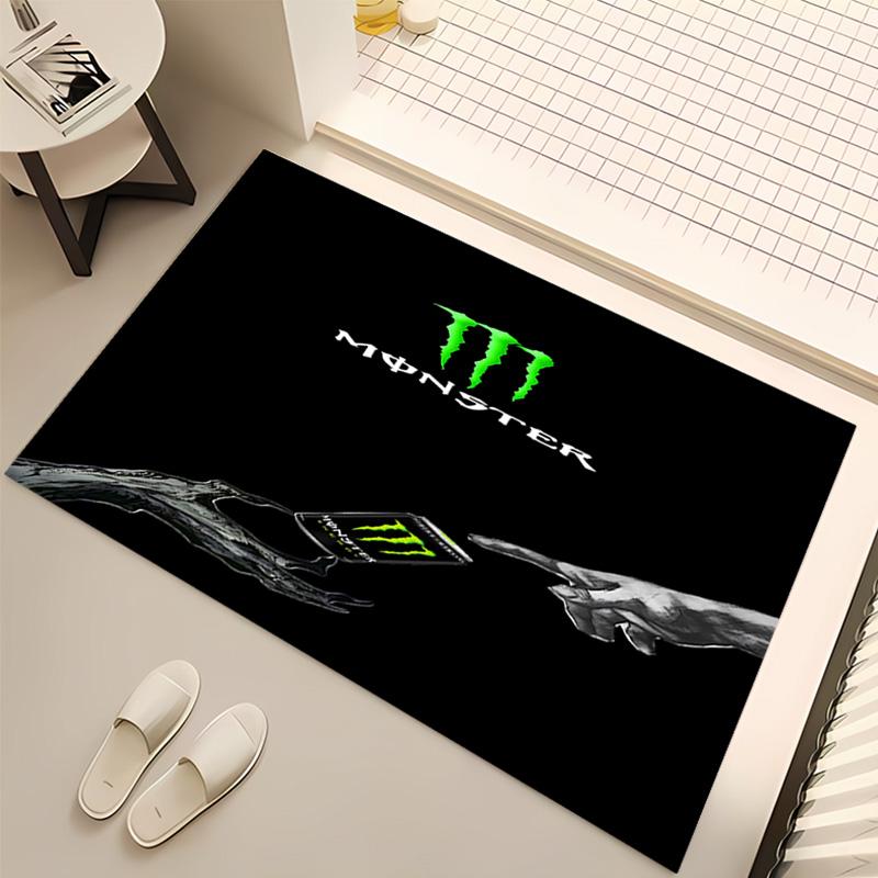 1 Stück Monster Energy LOGO Druck Teppich - Weich, Waschbar, Rutschfest, Indoor-Matte, Wohnzimmer, Home-Office Dekorativer Teppich, Büro Dekoration