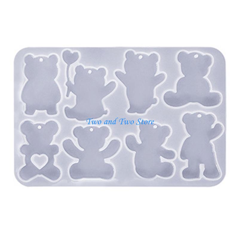 HX6F Animal DIY Crystal Epoxy Resin Mold Jewelry Casting Mold Bear Dog Pendant Silicone Mould for Keychain Earring