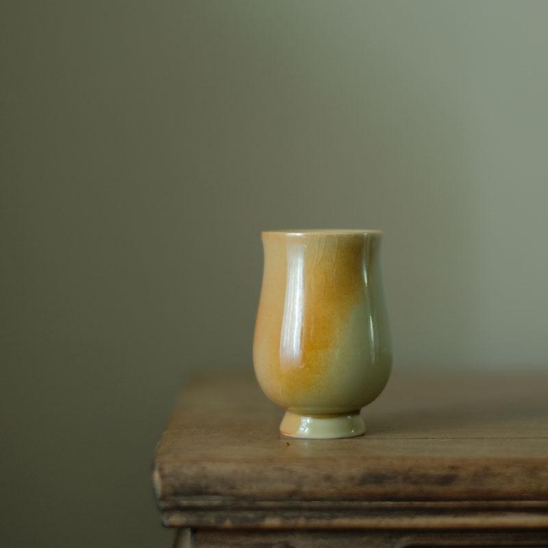 High temperature kiln change glaze high foot smell cup handmade women use firewood kiln change small teacup three colors