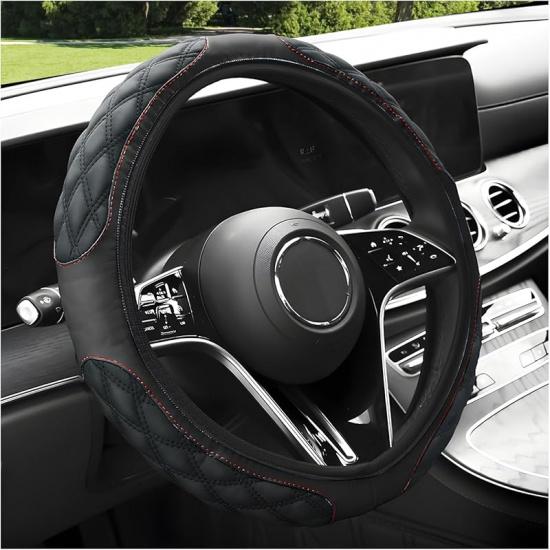 Car Steering Wheel Cover, 15 Inches Non-Slip Leather Car Steering Wheel Protector, Universal Steering Wheel Soft Cover Mats For Car Truck SUV,