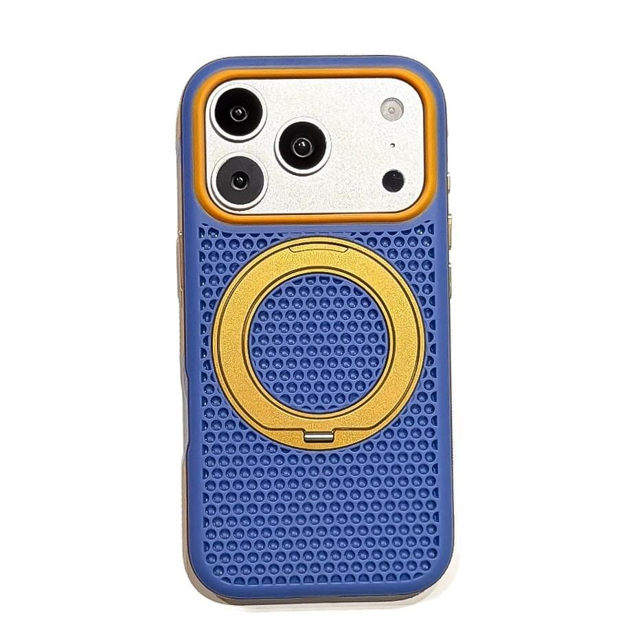 Honeycomb rotating magnetic suction bracket is suitable for iPhone18promax mesh cooling mobile phone case Apple 17 anti-drop PC.