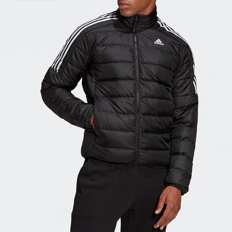 Adidas Logo Print Stand Collar Cotton-Padded Sport Jacket Men Outerwear Black GH4589