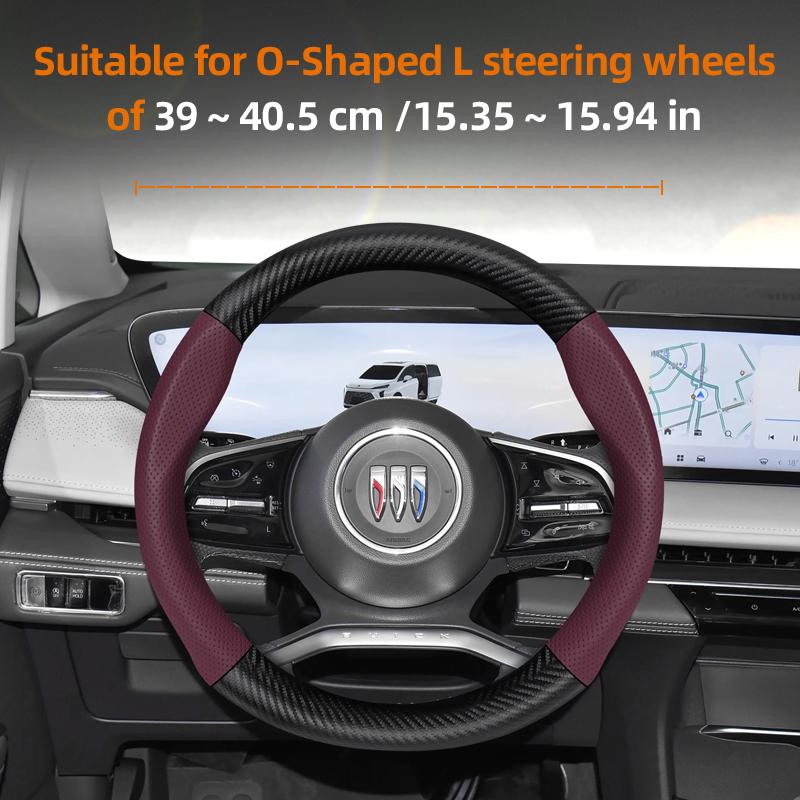 Suitable for Buick Perforated Leather Matte Carbon Fiber Texture Steering Wheel Cover Encore GX Envista Envision Enclave Black
