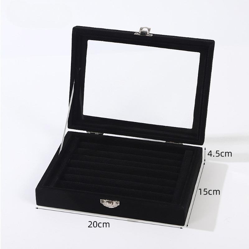 Single-layer Flannel Window-opening Acrylic Jewelry Storage Box, Ring, Earrings, Stud Earrings, Jewelry Finishing and Display Box.