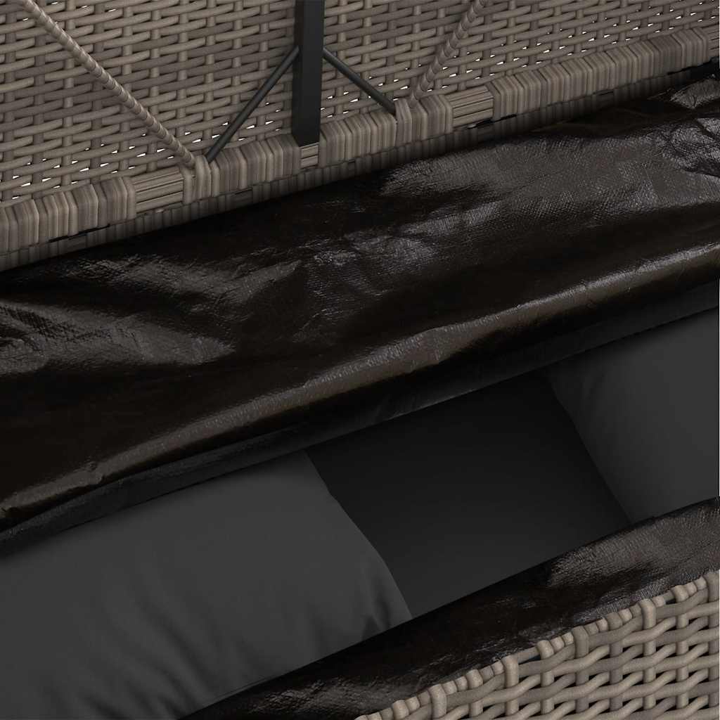 Garden Bench with Cushions Grey Poly Rattan