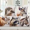 Color Painting Animals Portraits Cushion Covers Bull Raccoon Deer Horse Lemur Koala Print Pillow Case