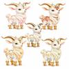 2D Flat Goat Hanging Ornament Set Shining Artificial Rhinestone Animal Hanging Decoration Simulation Acrylic Keychain